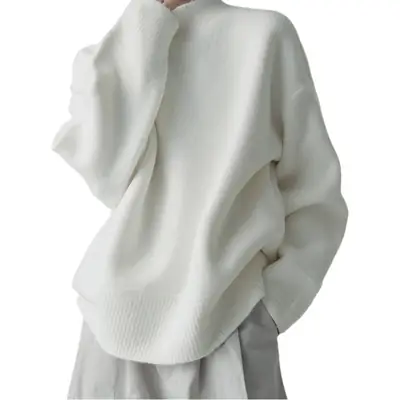 Men's Grey Japanese Style Knit Half-Turtleneck Sweater
