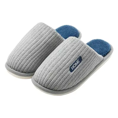 Women Winter Plush Cotton Slip-On Slippers Gray Blue