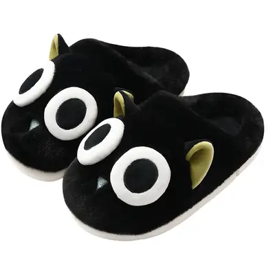 Cute Cartoon Kitten Fur Slippers for Women Winter