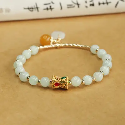 Jade Leaf Half Bangle Bracelet for Women