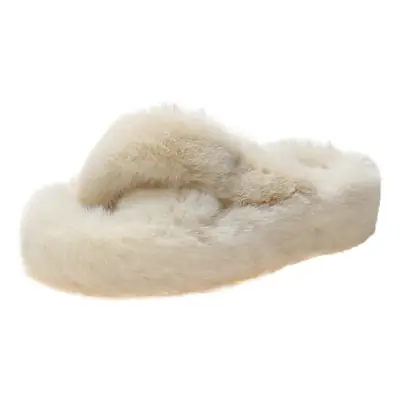 2026 Winter Thick Fur Slippers 4cm Height Increasing