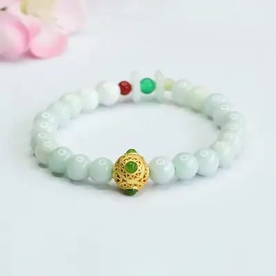 Guan Yu Jade Bracelet with Gold Pendant