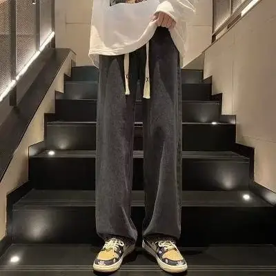 Men's Wide Leg Straight Leg Jeans Spring Autumn Loose Fit