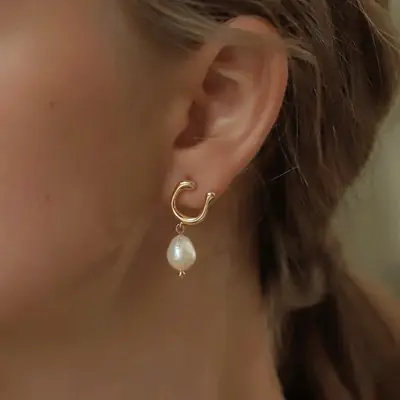 Natural Freshwater Pearl Retro Earrings for Women