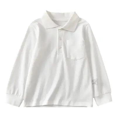 Early Autumn Pure White Long Sleeve T-Shirt for Girls