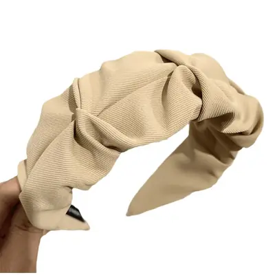 Women's Beige Wide-brimmed Hair Hoop Summer