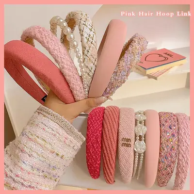 Pink High Skull Top Wide Edge Hair Band for Women
