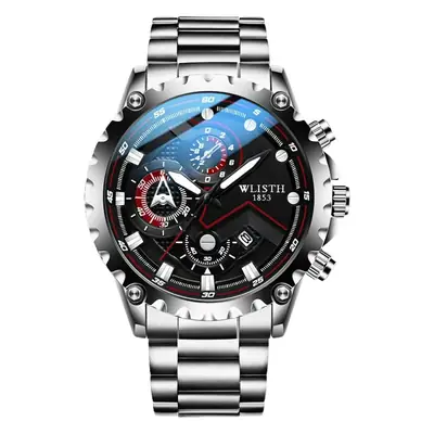 Men's Black Chronograph Watch with Luminous Dial