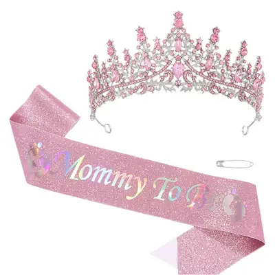 Birthday Queen Crown with Ribbon & Belt Set