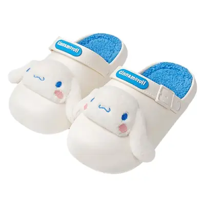 Sanrio White Winter Cotton Slippers Women Hello Kitty