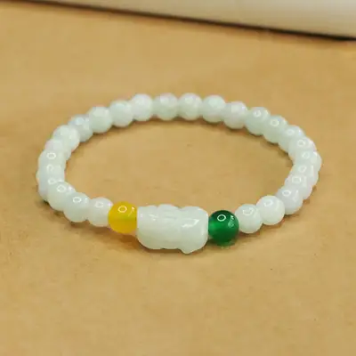Natural Jade Pixiu Bracelet for Women Green Yellow