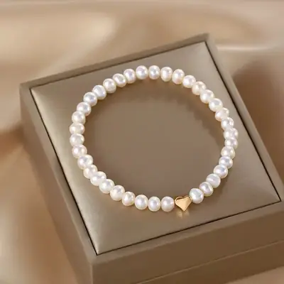 18k Gold Plated Pearl Love Bracelet for Women
