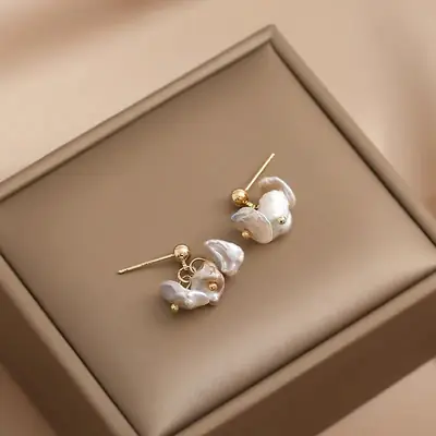 18k Gold Pearl Earrings for Women
