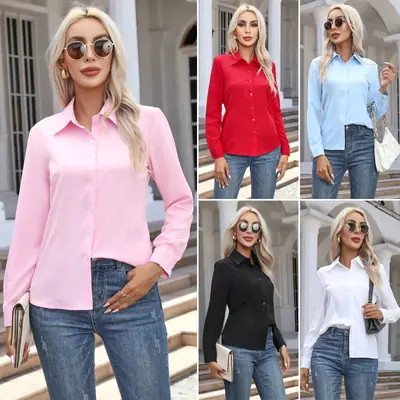 2026 Cross-Border Amazon European and American New Style Foreign Trade Women's Fashion Casual Long-Sleeved Cardigan Button-Up Shirt Top for Women