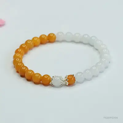Guan Yu Natural Burmese Jade Bracelet S925 Silver Gold Thread