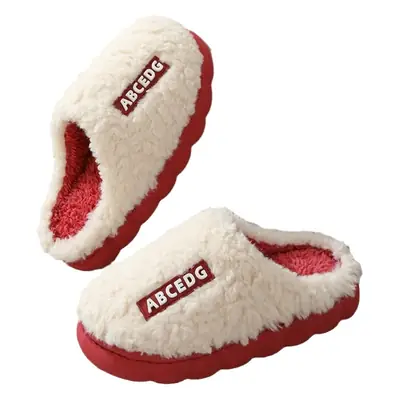 Autumn and Winter Cotton Slippers with a Stepping-On-Poop Feeling for Women, Non-Slip Soft Sole, Silent, Couple's Home Warm Thick Plush Slippers for Men
