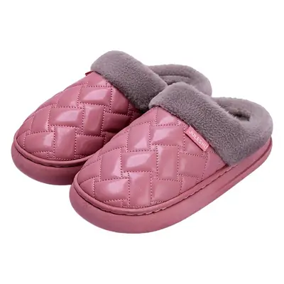 Women's Pink Cotton Winter Slippers with Plush Lining