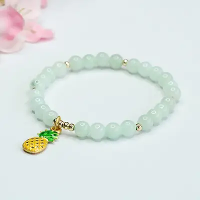 Guan Yu Jadeite Bracelet with Pineapple Charm