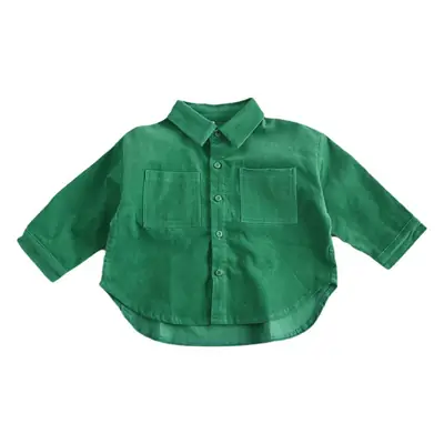 Boy's Olive Green Button-Up Shirt with Front Pocket
