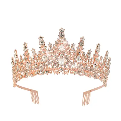 Gold Crystal Bridal Crown Hair Accessory for Weddings & Parties