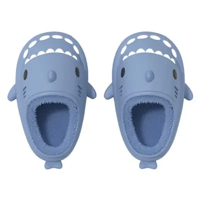 Couple Cartoon Shark Cotton Slippers Black