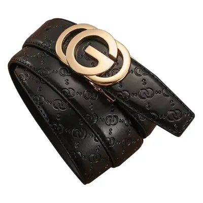 Men's Genuine Leather GG Logo Belt with Automatic Buckle