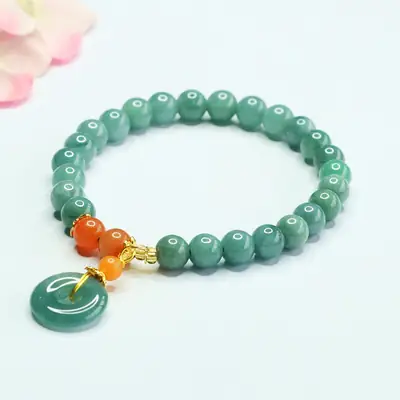Guan Yu Jadeite Bracelet with Safety Pendant