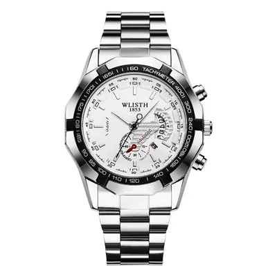 Men's Stainless Steel Chronograph Watch with Calendar & Luminous Dial