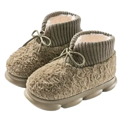 Women's Warm Cotton Plush Slip-On Boots with Bow