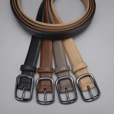 Women's Gold Buckle Leather Belt for Jeans