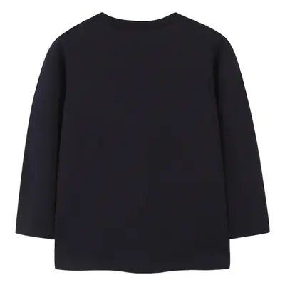 Astronaut Planet Printed Cotton Long Sleeve T-Shirt Black