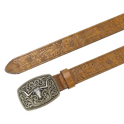 Vintage Cross Border Western Denim Belt with Big Buckle