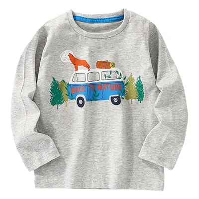 2023 Kids Cotton T-Shirt Gray Long Sleeve Boys