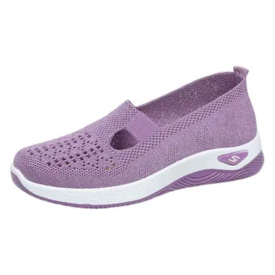 Women's Maroon Mesh Slip-On Walking Shoes