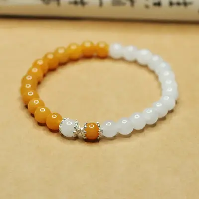 Ayu Natural Jade Bracelet for Women S925 Silver Gold Thread