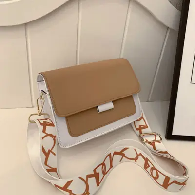 Women Crossbody Bag Brown Leather Retro Wide Strap 2026