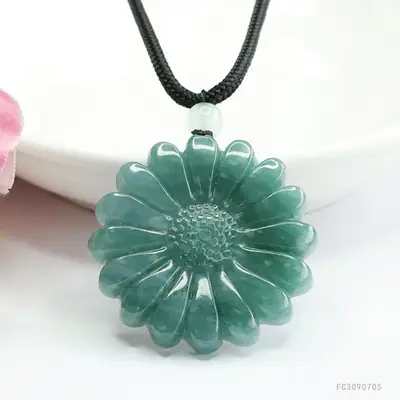 Blue Water Sunflower Jade Pendant Necklace Wholesale Dropshipping
