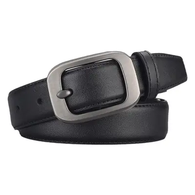 Women's Beige Leather Belt with Silver Buckle