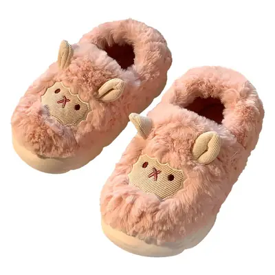 Cute little sheep cotton slippers ladies autumn and winter 2024 new bag heel moon shoes non-slip fluffy slippers ins