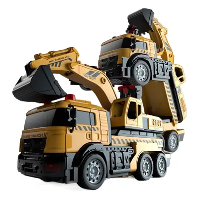 Cross-Border Remote Control Car Engineering Vehicle Transforming Robot Model Children's Toy Boy Electric Excavator Fire Truck