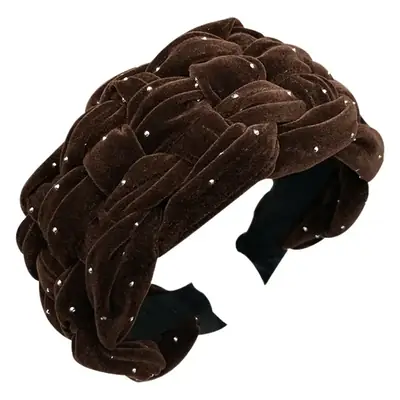 Black Beaded Wide Brim Hair Hoop for Women