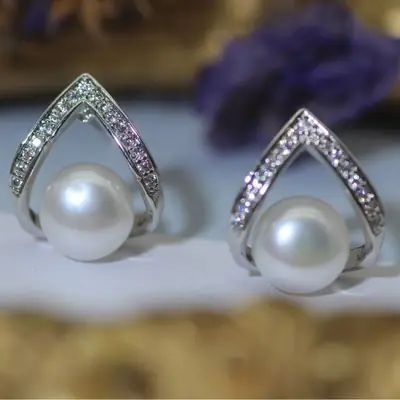 Pearl Earrings 925 Silver Needle Natural Freshwater Pearl 2024 Birthday Gift