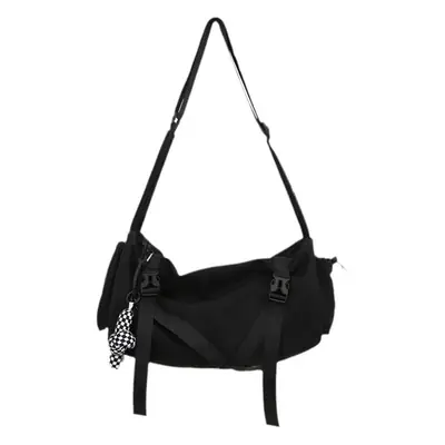 Blue Japanese Workwear Wide Strap Crossbody Bag for Men Women