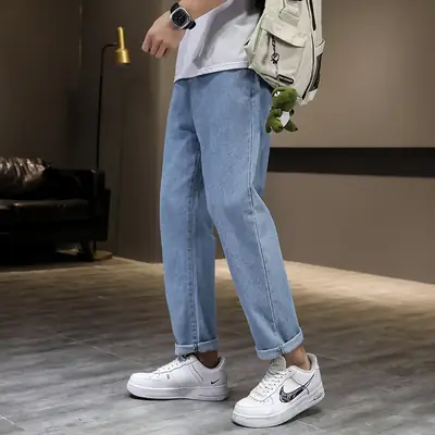 2023 Men's Blue Denim Jeans Slim Fit Loose Cut