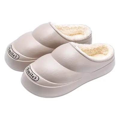 Women Winter Waterproof Cotton Slippers White Yellow