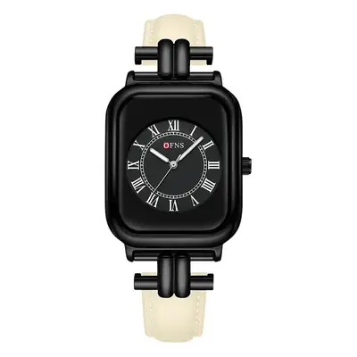 Ofns Women's Square Quartz Watch Black Strap Roman Scale