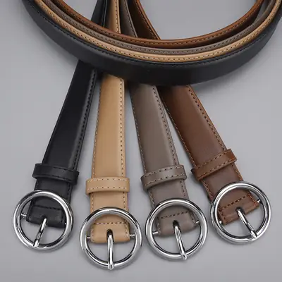Women's Genuine Leather Belt with Gold Buckle