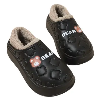 Bear bag heel cotton slippers dormitory good warm cartoon bag heel thickened cotton slippers girl style waterproof shoes lining
