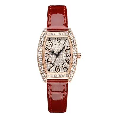 Women's Bucket Dial Watch with Crystal Diamonds & Black Strap
