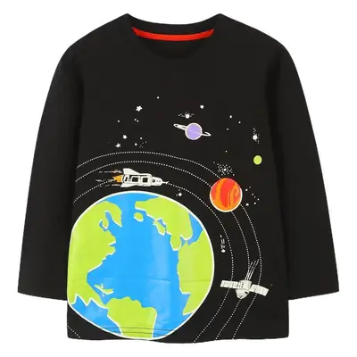 Black Long Sleeve T-Shirt for Boys Autumn Wear